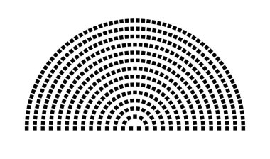 Hemicycle 458 koltuk - 14 sıra - 180 derece