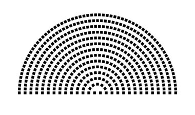 Hemicycle 459 koltuk - 14 sıra - 180 derece