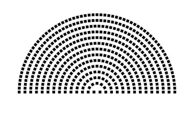 Hemicycle 460 koltuk - 14 sıra - 180 derece