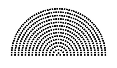 Hemicycle 461 koltuk - 14 sıra - 180 derece