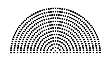 Hemicycle 462 koltuk - 14 sıra - 180 derece
