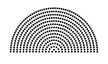 Hemicycle 463 koltuk - 14 sıra - 180 derece
