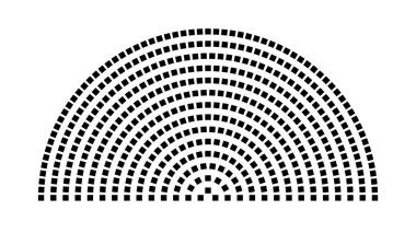 Hemicycle 464 koltuk - 14 sıra - 180 derece