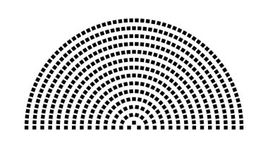 Hemicycle 465 koltuk - 14 sıra - 180 derece