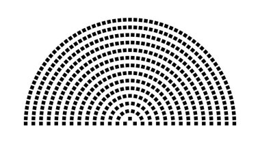 Hemicycle 466 koltuk - 14 sıra - 180 derece