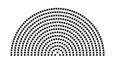 Hemicycle 469 koltuk - 14 sıra - 180 derece