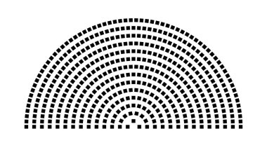 Hemicycle 471 koltuk - 14 sıra - 180 derece