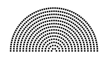 Hemicycle 472 koltuk - 14 sıra - 180 derece
