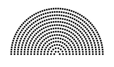 Hemicycle 475 koltuk - 14 sıra - 180 derece