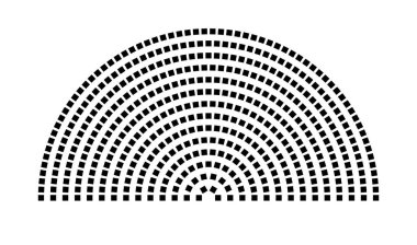Hemicycle 473 koltuk - 14 sıra - 180 derece