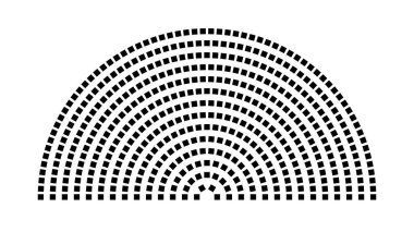 Hemicycle 476 koltuk - 14 sıra - 180 derece