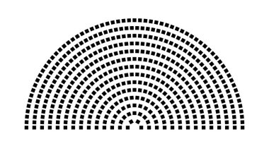 Hemicycle 477 koltuk - 14 sıra - 180 derece