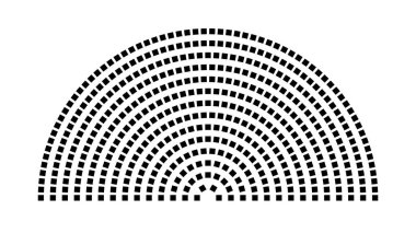 Hemicycle 479 koltuk - 14 sıra - 180 derece