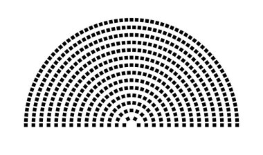 Hemicycle 481 koltuk - 14 sıra - 180 derece