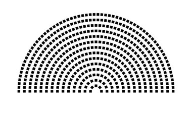 Hemicycle 483 koltuk - 14 sıra - 180 derece
