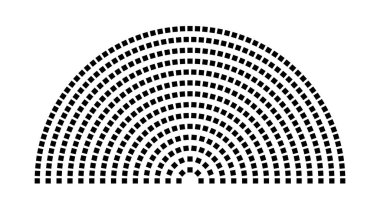 Hemicycle 484 koltuk - 14 sıra - 180 derece