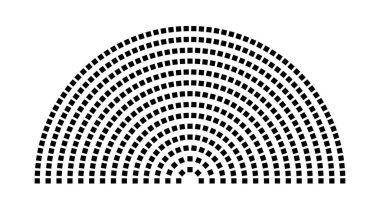 Hemicycle 485 koltuk - 14 sıra - 180 derece