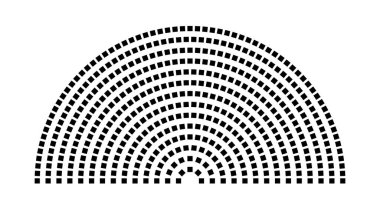 Hemicycle 486 koltuk - 14 sıra - 180 derece