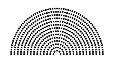 Hemicycle 487 koltuk - 14 sıra - 180 derece