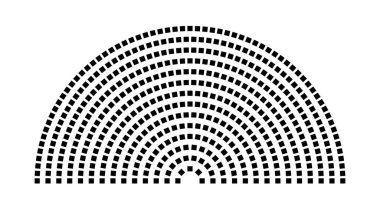 Hemicycle 489 koltuk - 14 sıra - 180 derece