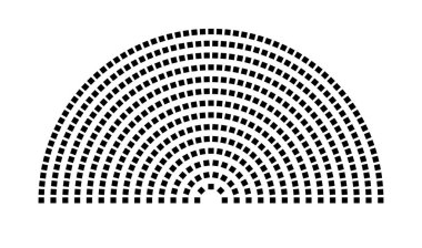 Hemicycle 490 koltuk - 14 sıra - 180 derece