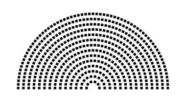 Hemicycle 494 koltuk - 14 sıra - 180 derece
