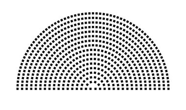 Hemicycle 586 koltuk - 17 sıra - 180 derece
