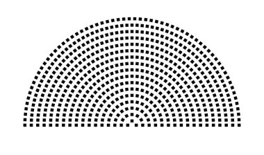 Hemicycle 590 koltuk - 17 sıra - 180 derece