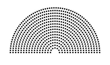 Hemicycle 591 koltuk - 16 sıra - 180 derece