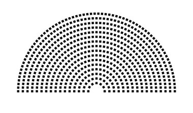 Hemicycle 593 koltuk - 16 sıra - 180 derece