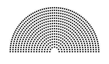 Hemicycle 594 koltuk - 16 sıra - 180 derece