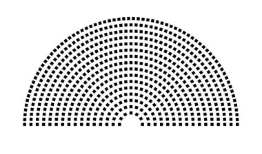 Hemicycle 595 koltuk - 16 sıra - 180 derece