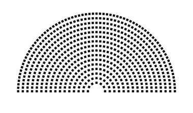 Hemicycle 596 koltuk - 16 sıra - 180 derece