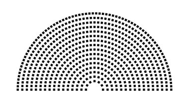 Hemicycle 597 koltuk - 16 sıra - 180 derece