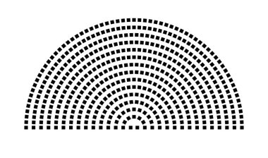 Hemicycle 504 koltuklar - 15 sıra - 180 derece