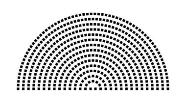 Hemicycle 505 koltuklar - 15 sıra - 180 derece