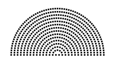 Hemicycle 506 koltuklar - 15 sıra - 180 derece