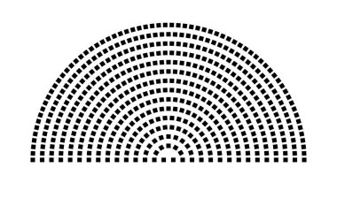 Hemicycle 507 koltuk - 15 sıra - 180 derece