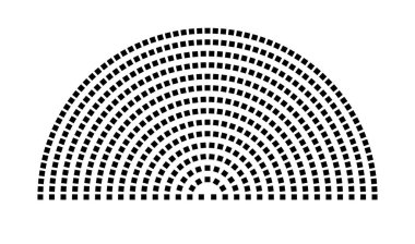 Hemicycle 508 koltuklar - 15 sıra - 180 derece