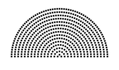 Hemicycle 509 koltuklar - 15 sıra - 180 derece