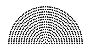 Hemicycle 510 koltuk - 15 sıra - 180 derece
