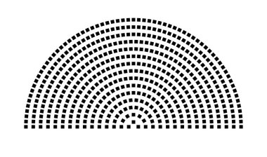 Hemicycle 513 koltuk - 15 sıra - 180 derece