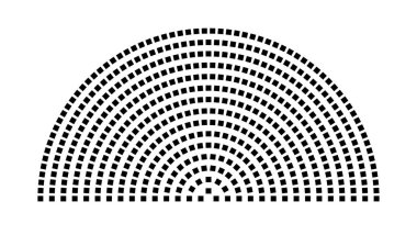 Hemicycle 514 koltuk - 15 sıra - 180 derece