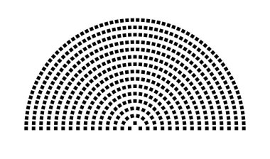 Hemicycle 516 koltuk - 15 sıra - 180 derece