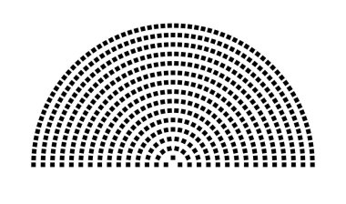 Hemicycle 517 koltuk - 15 sıra - 180 derece