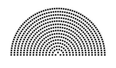 Hemicycle 518 koltuk - 15 sıra - 180 derece
