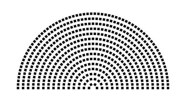 Hemicycle 519 koltuk - 15 sıra - 180 derece