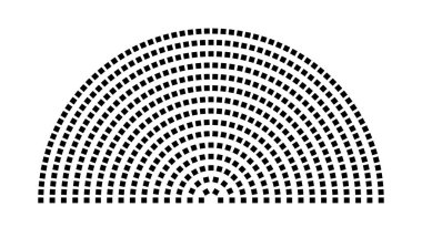 Hemicycle 521 koltuk - 15 sıra - 180 derece