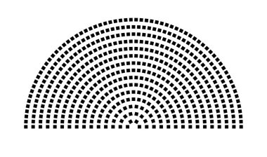 Hemicycle 520 koltuk - 15 sıra - 180 derece