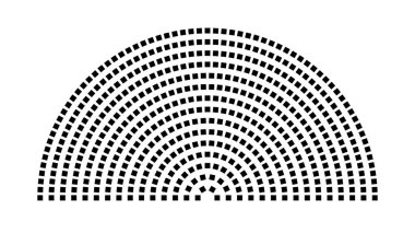 Hemicycle 522 koltuk - 15 sıra - 180 derece